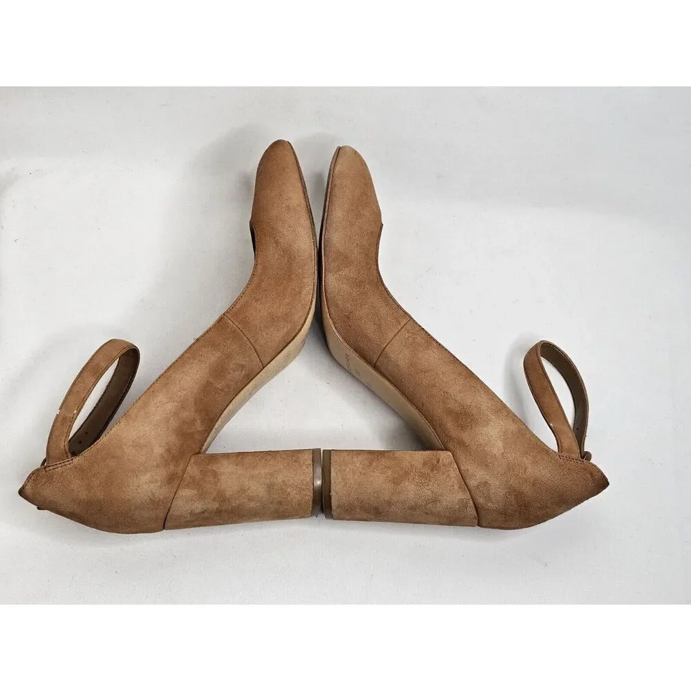 Marc Fisher Tan Maryjane Platform Suede‎ Block Heels Ankle Strap Womens Size 9.5